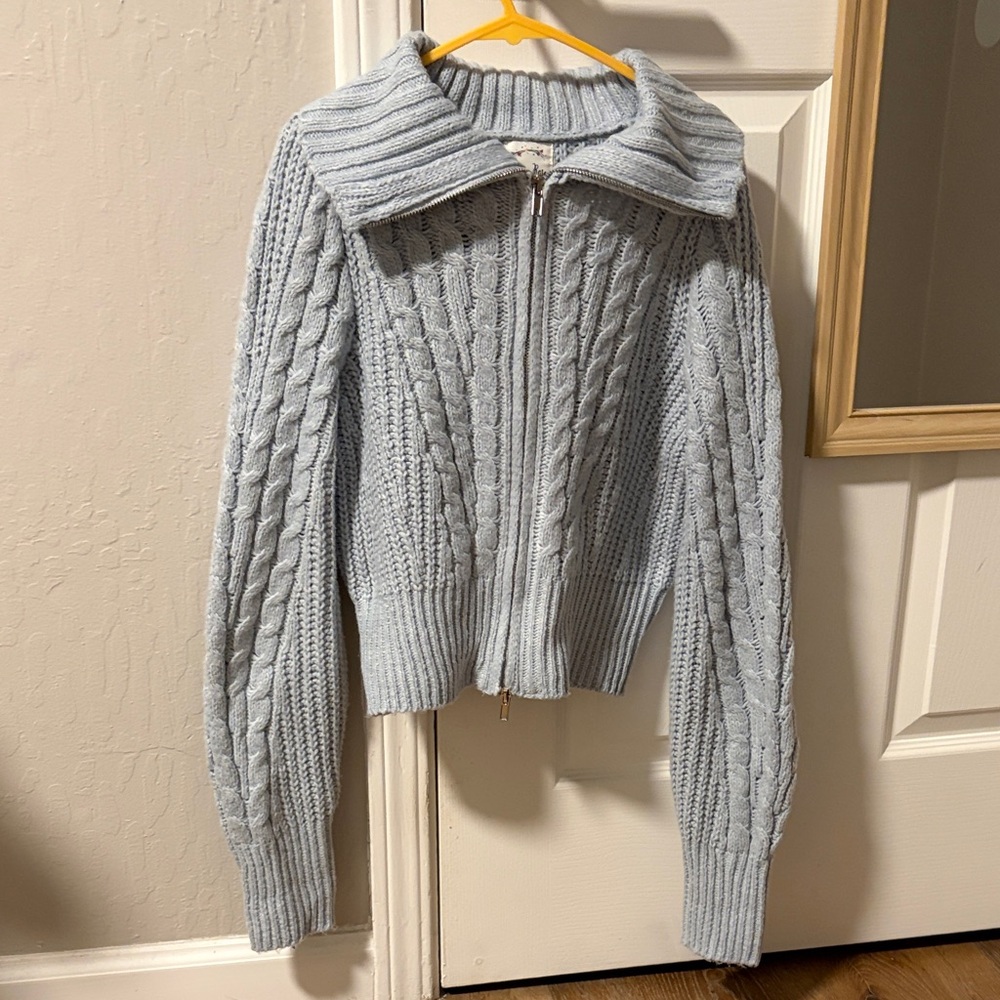 Hippie Rose Knit Cardigan - Light Blue